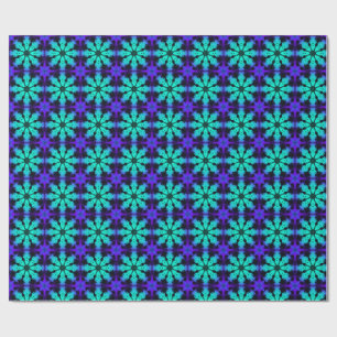Turquoise en blauwe Kaleidoscoop Fractal Patroon Cadeaupapier