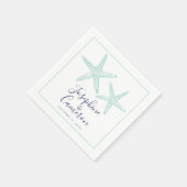 Turquoise en Blauwe Zeester Aangepaste Cocktail Servet (Hoek)