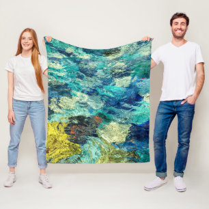 Turquoise en Blauwgroen Abstracte tv Fleece Deken
