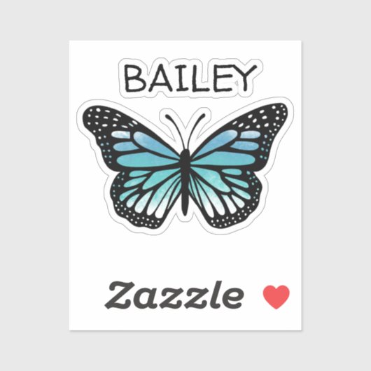 Turquoise en Blue Butterfly, gepersonaliseerd Sticker (Vel)