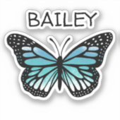 Turquoise en Blue Butterfly, gepersonaliseerd Sticker (Voorkant)
