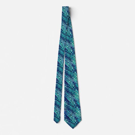 Turquoise en Blue Geometric Pattern Stropdas (Achterkant)