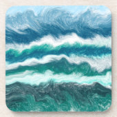 Turquoise en Blue Ocean Waves Bier Onderzetter (Voorkant)