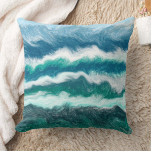 Turquoise en Blue Ocean Waves Kussen