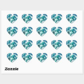 Turquoise en Blue Swirls Abstract Hart Sticker (Vel)