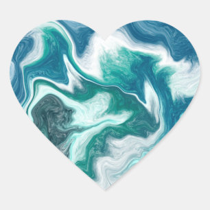 Turquoise en Blue Swirls Abstract Hart Sticker
