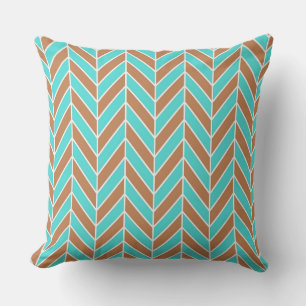 Turquoise en Brown Herringbone Kussen