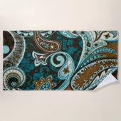 Turquoise en Brown Paisley New Strandlaken (Voorkant)