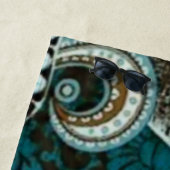 Turquoise en Brown Paisley New Strandlaken (In situ)