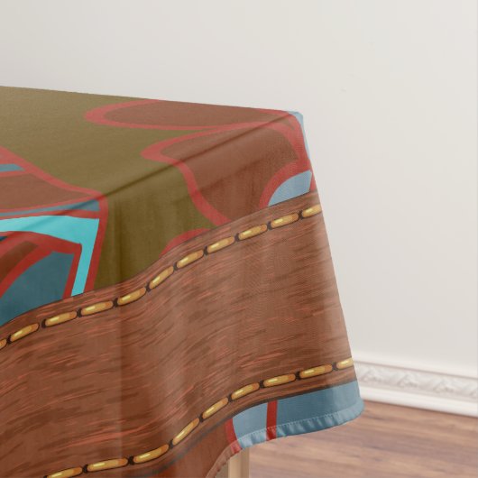 Turquoise en Brown, Retro Tafelkleed (Voorbeeld)