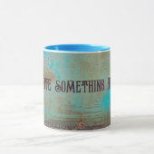 Turquoise en bruin abstract mok (Midden)