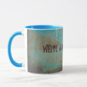 Turquoise en bruin abstract mok (Links)