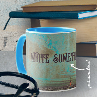 Turquoise en bruin abstract mok