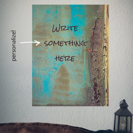 Turquoise en bruin abstract poster