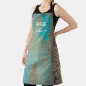 Turquoise en bruin abstract schort (Insitu)