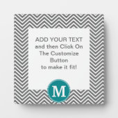 Turquoise en Charcoal Chevrons Custom Monogram Fotoplaat (Voorkant)