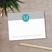Turquoise en Charcoal Chevrons Custom Monogram Post-it® Notes