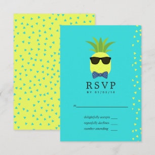 Turquoise en citroen Tropische Zomer Bar Mitzvah RSVP Kaartje