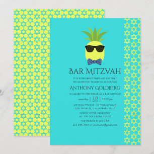 Turquoise en citroenen tropische zomer Bar Mitzvah Kaart