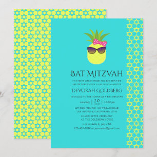 Turquoise en citroenen tropische zomer Bat Mitzvah Kaart