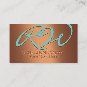 Turquoise en Copper Embossed Corporate Business Visitekaartje