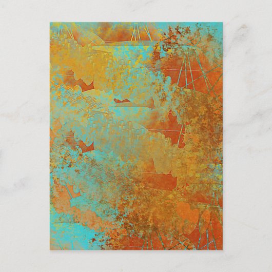 Turquoise en Copper-Red Abstract Briefkaart (Voorkant)
