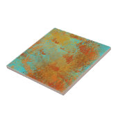 Turquoise en Copper-Red Abstract Tegeltje (Zijkant)