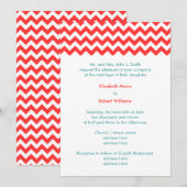 Turquoise en Coral Chevron Wedding Invitation Kaart (Voorkant / Achterkant)