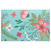 Turquoise en Coral Floral Pattern Stof (Fat Quarter)