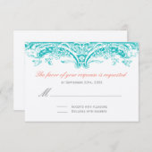 Turquoise- en Coral Reply Cards - RSVP (Voorkant / Achterkant)