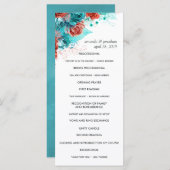 Turquoise en Coral Rustic Floral Wedding Programma (Voorkant / Achterkant)