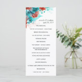 Turquoise en Coral Rustic Floral Wedding Programma (Staand voorkant)