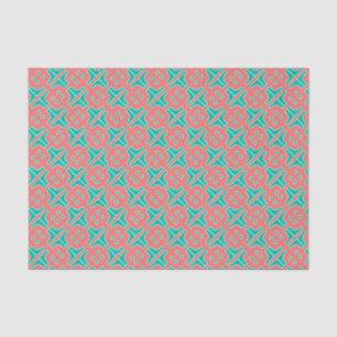 Turquoise en Coral Unique Pattern Tissuepapier