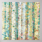 Turquoise en Cream Abstract Birch Trees Poster (Voorkant)
