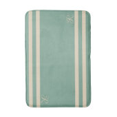Turquoise en Cream Stripes Elegant Monogram Badmat (Voorkant Verticaal)