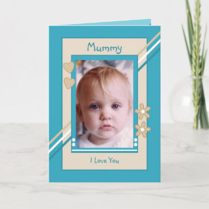 Turquoise en crème met foto's op mijn verjaardag kaart