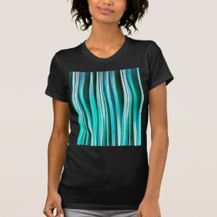 Turquoise en cyaan gestreepte oceaanpatroon t-shirt
