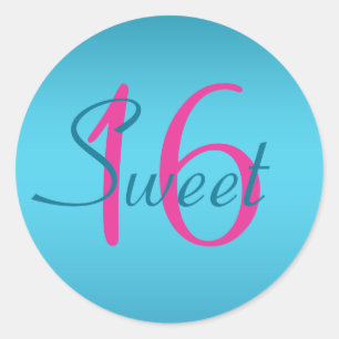 Turquoise en Fuchsia Sweet Sixteen Sticker