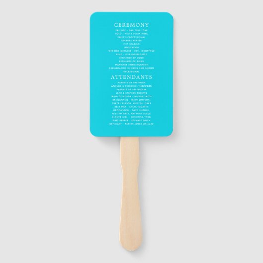 Turquoise en Geel Bloem Bruiloftsprogramma Handwaaier (Achterkant)