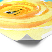 Turquoise en Geel Floral Vrijgezellenfeest Poster (Hoek)