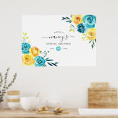 Turquoise en Geel Floral Vrijgezellenfeest Poster (Keuken)
