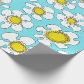 Turquoise en Geel Single Line Daisies Patroon Cadeaupapier (Hoek)