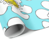Turquoise en Geel Single Line Daisies Patroon Cadeaupapier (Rol Hoek)
