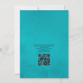 Turquoise en gele bloemencode QR Code RSVP-huwelij Kaart (Achterkant)