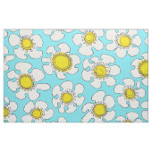 Turquoise en gele single line daisy patroon stof (Fat Quarter)