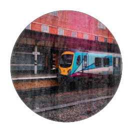 Turquoise en gele trein snijplank