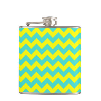 Turquoise en Gele Zigzag Heupfles