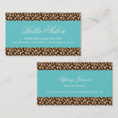 Turquoise en Girly Leopard Print Visitekaartje (Voorkant / Achterkant)