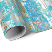 Turquoise en Gold Abstract Birch schilderen Cadeaupapier (Rol Hoek)