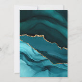 Turquoise en Gold Agaat Bruiloft Save The Date (Achterkant)